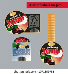A set of labels for mulberry. Isolated image.