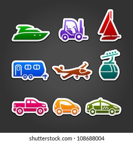 Set labels multicolor transport icons