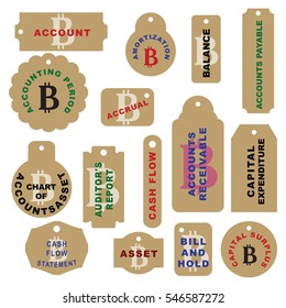 A set of labels for office cryptocurrency - Bitcoin.