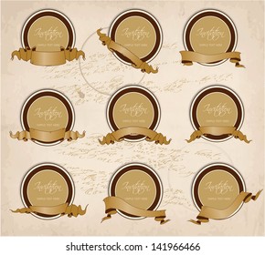 set of labels with old ribbons