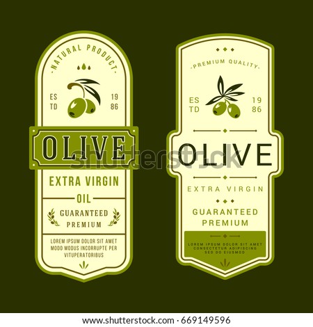 Set of labels for olive oils 商業照片 © 