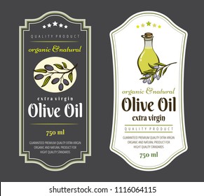 Set of Labels for Olive Oils. Elegant design for olive oil packaging