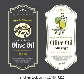 Set of Labels for Olive Oils. Elegant design for olive oil packaging