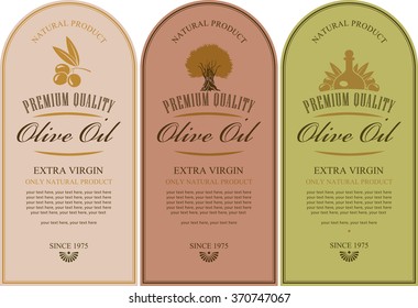 set of labels for olive oils with olive tree