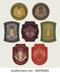 set of labels on beer in a retro style