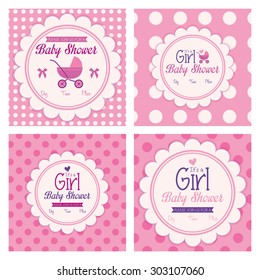 Set of labels on different textured backgrounds for baby showers. Vector illustration