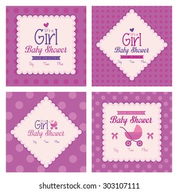 Set of labels on different textured backgrounds for baby showers. Vector illustration