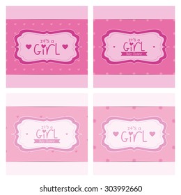 Set of labels on different textured backgrounds for baby showers. Vector illustration