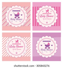 Set of labels on textured backgrounds for baby showers. Vector illustration