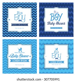 Set of labels on textured backgrounds for baby showers. Vector illustration
