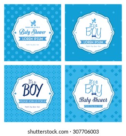 Set of labels on textured backgrounds for baby showers. Vector illustration