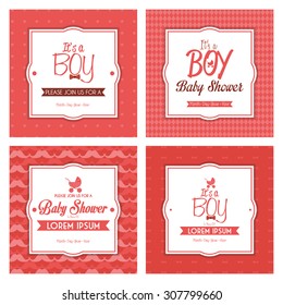 Set of labels on textured backgrounds for baby showers. Vector illustration