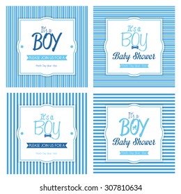 Set of labels on textured backgrounds for baby showers. Vector illustration