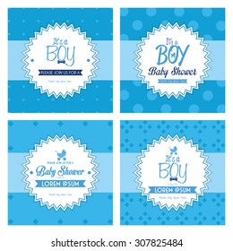 Set of labels on textured backgrounds for baby showers. Vector illustration