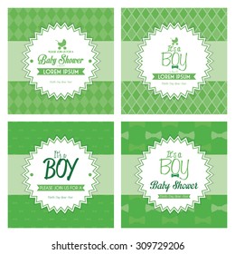 Set of labels on textured backgrounds for baby showers. Vector illustration