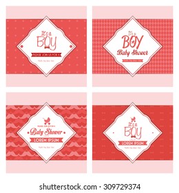 Set of labels on textured backgrounds for baby showers. Vector illustration