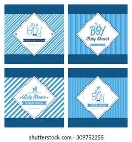 Set of labels on textured backgrounds for baby showers. Vector illustration