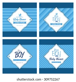 Set of labels on textured backgrounds for baby showers. Vector illustration