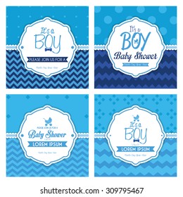 Set of labels on textured backgrounds for baby showers. Vector illustration