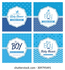 Set of labels on textured backgrounds for baby showers. Vector illustration