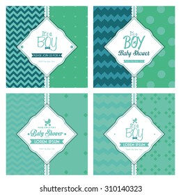 Set of labels on textured backgrounds for baby showers. Vector illustration