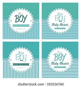 Set of labels on textured backgrounds for baby showers. Vector illustration
