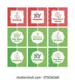 Set of labels on textured backgrounds for baby showers. Vector illustration