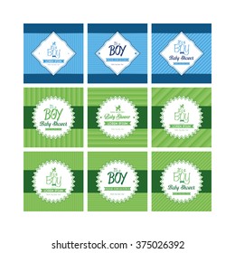 Set of labels on textured backgrounds for baby showers. Vector illustration