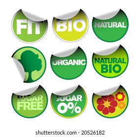 Set of labels for organic, fresh, healthy, bio food