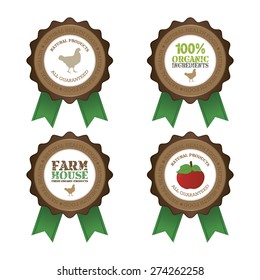 Set of labels with organic products. Vector illustration