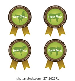 Set of labels with organic products. Vector illustration