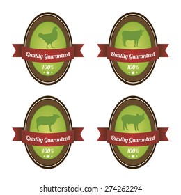 Set of labels with organic products. Vector illustration