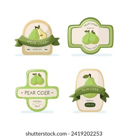 Set of labels for pear cider packaging