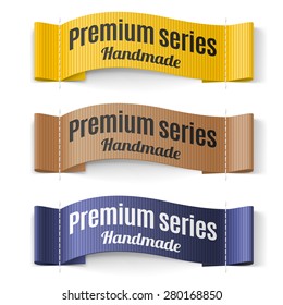 Set of Labels Premium series hand made yellow brown  purple