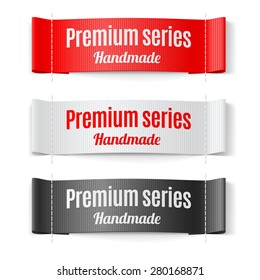 Set of Labels Premium series hand made red white and black