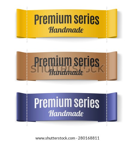Set of Labels Premium series hand made yellow brown and purple