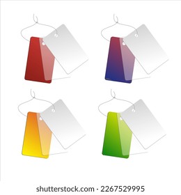 Set of labels, price tags and gift cards tied with bows. 
Clothes tag design