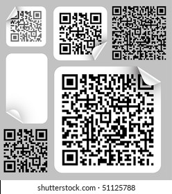 Set of labels with qr codes (modern bar codes)