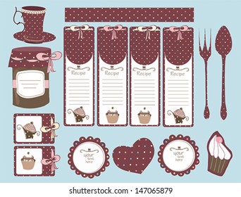 set of labels for recipe and winter stores
