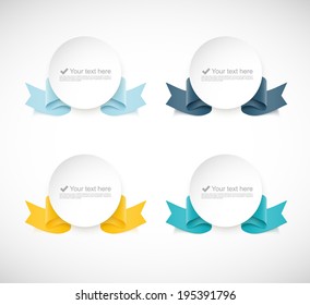 Set of labels with ribbons