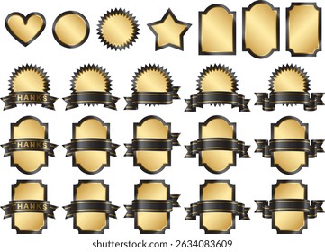 Set of labels with ribbons