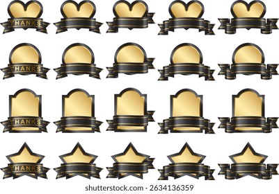 Set of labels with ribbons