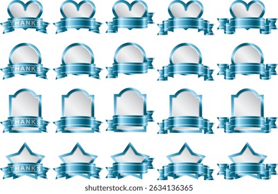 Set of labels with ribbons