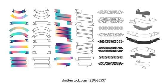 Set of labels, ribbons and design elements. Vector. Isolated.