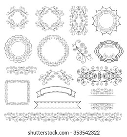 Set of labels, ribbons and elements for design. Vector illustration.