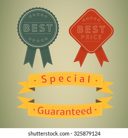 Set of labels ribbons, tags. retro vintage style. Vector illustration