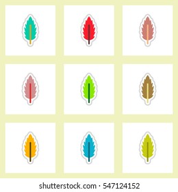 set of Labels with shadow leafs vector icon design collection tree leaf