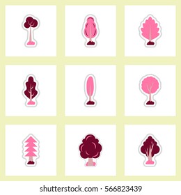 set of Labels with shadow leafs vector icon design collection tree