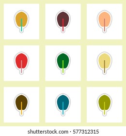 set of Labels with shadow leafs vector icon design collection tree leaf