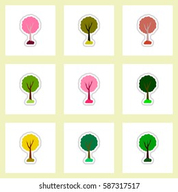 set of Labels with shadow leafs vector icon design collection tree